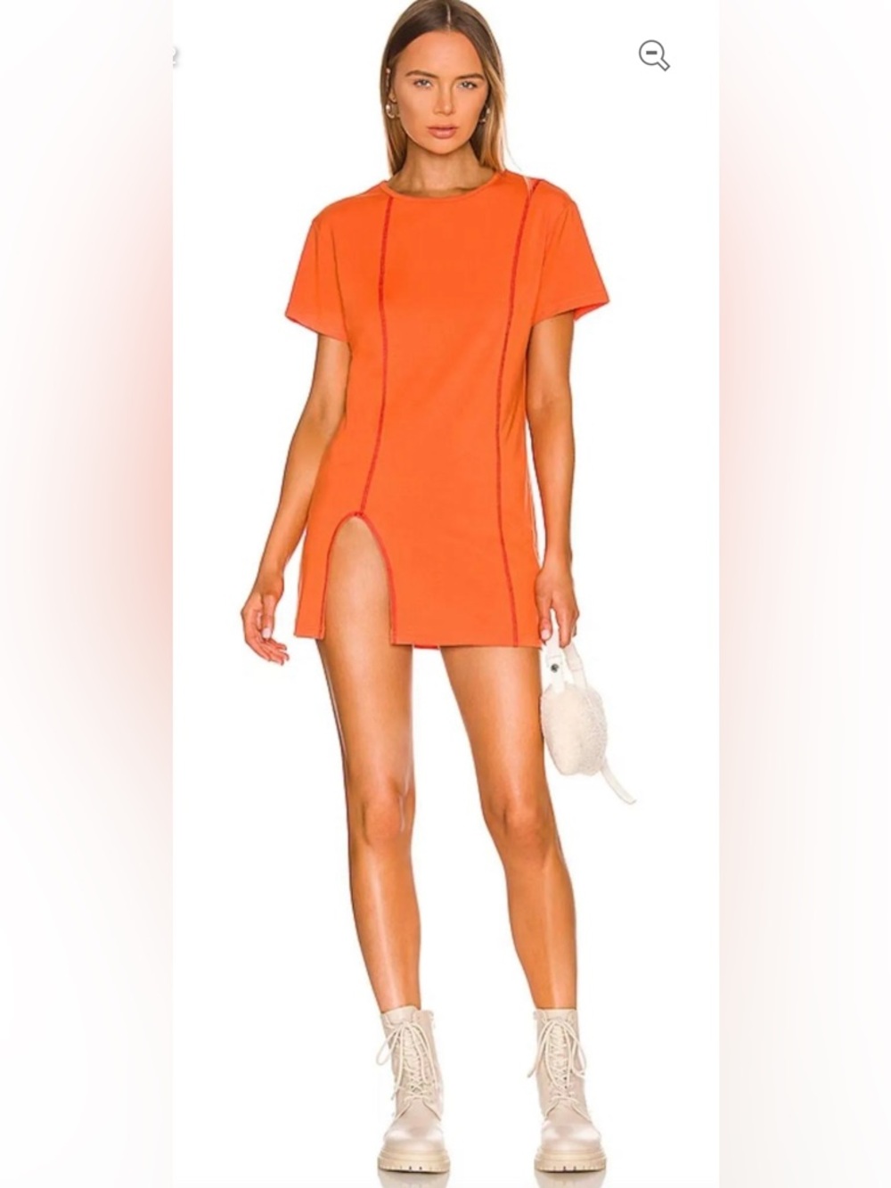 Superdown Women's Neon Orange Tee Shirt Dress